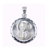 Sterling Silver High Polished Diamond Cut Guadalupe Medallion
