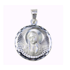 Sterling Silver High Polished Diamond Cut 18.6mm Guadalupe Medallion