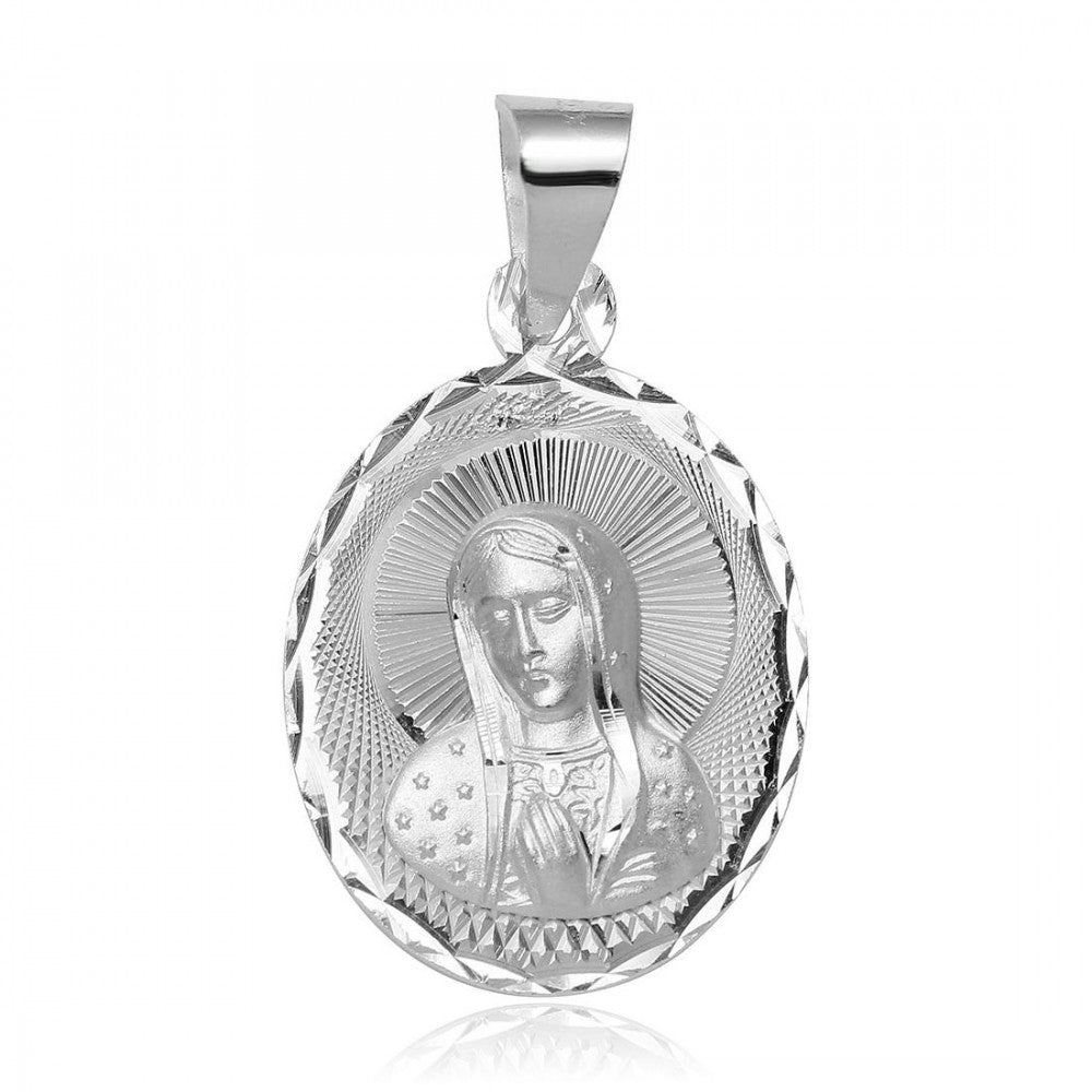 Sterling Silver High Polished Mother Mary DC Charm 18mm x 33mm Pendant