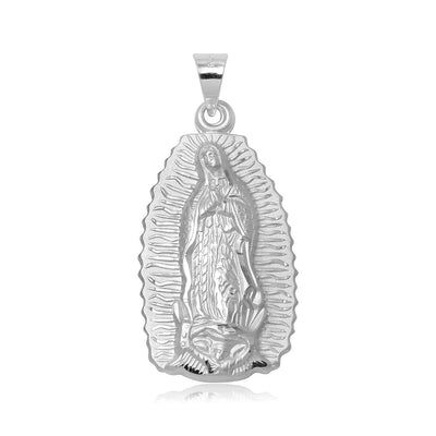 Sterling Silver High Polished Medium Our Lady Of Guadalupe Pendant