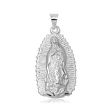 Sterling Silver High Polished Medium Our Lady Of Guadalupe Pendant