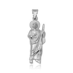 Sterling Silver High Polished Medium St. Jude Charm Pendant