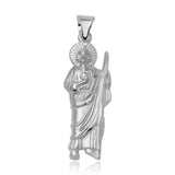 Sterling Silver High Polished Large St. Jude Charm Pendant