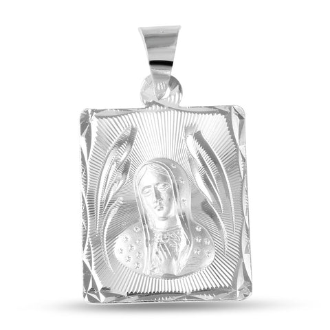 Sterling Silver High Polished DC Guadalupe 20mm x 24mm Medallion