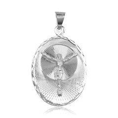 Sterling Silver High Polished DC Crucifix Medallion Charm 26mm x 45mm Pendant