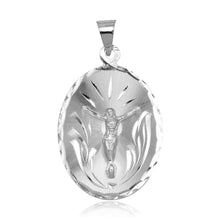 Load image into Gallery viewer, Sterling Silver High Polished DC Oval Crucifix Medallion Pendant