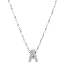 Load image into Gallery viewer, Sterling Silver Rhodium Plated Small Initial A Necklace
