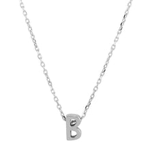 Load image into Gallery viewer, Sterling Silver Rhodium Plated Small Initial B Necklace