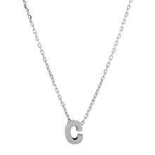 Load image into Gallery viewer, Sterling Silver Rhodium Plated Small Initial C Necklace