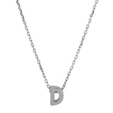 Sterling Silver Rhodium Plated Small Initial D Necklace
