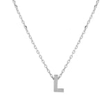 Sterling Silver Rhodium Plated Small Initial L Necklace
