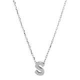 Sterling Silver Rhodium Plated Small Initial S Necklace