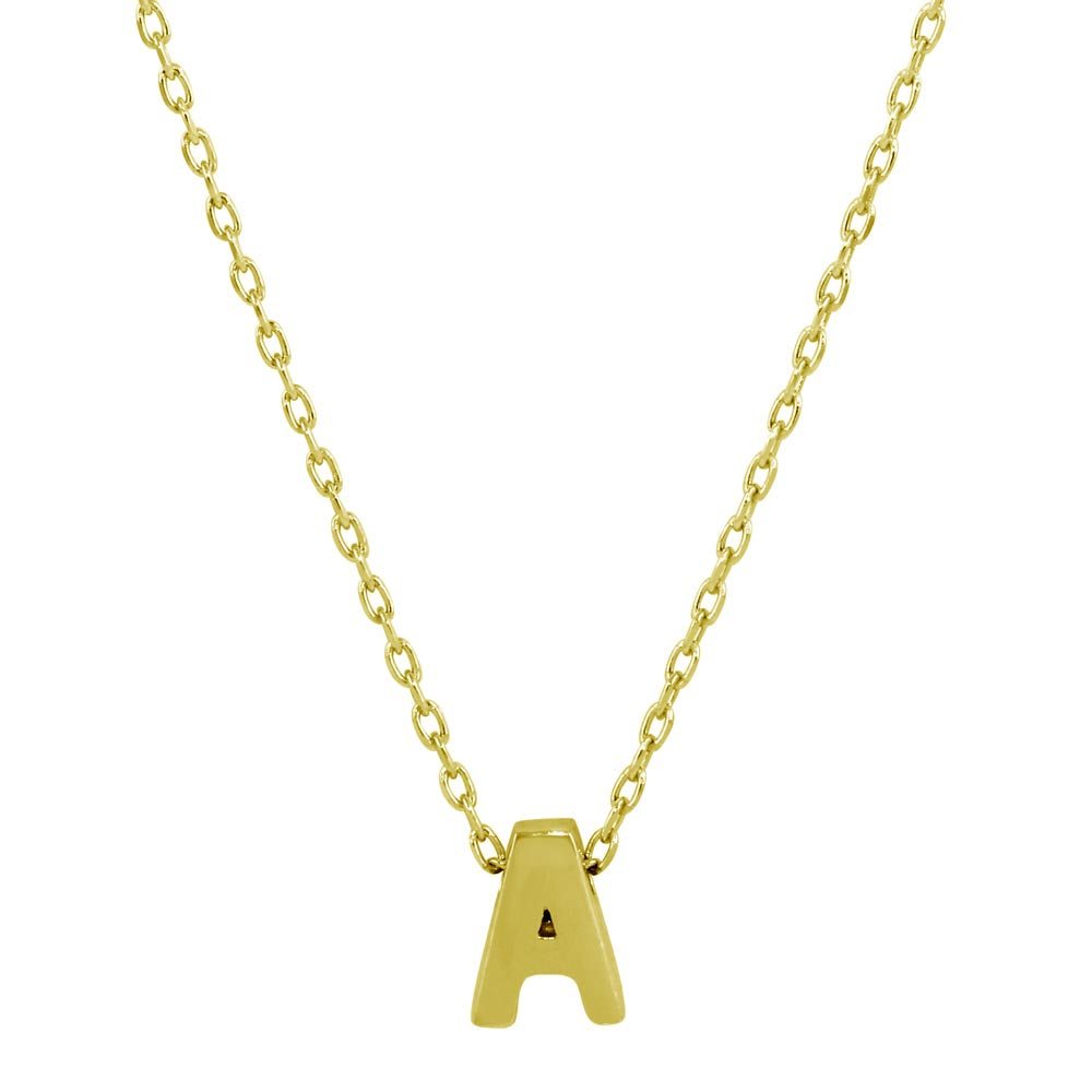 Sterling Silver Gold Plated Small Initial A Necklace