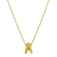 Load image into Gallery viewer, Sterling Silver Gold Plated Small Initial A Necklace