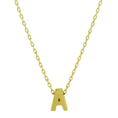 Sterling Silver Gold Plated Small Initial A Necklace