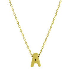 Sterling Silver Gold Plated Small Initial A Necklace