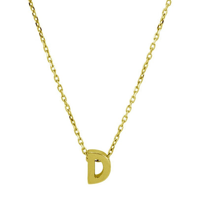 Sterling Silver Gold Plated Small Initial D Necklace