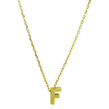 Sterling Silver Gold Plated Small Initial F Necklace