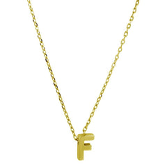Sterling Silver Gold Plated Small Initial F Necklace