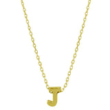 Sterling Silver Gold Plated Small Initial J Necklace