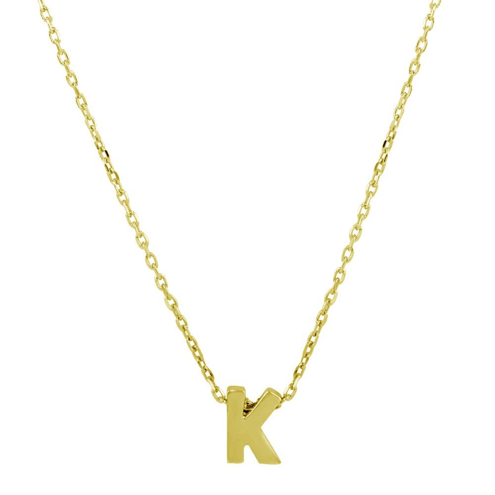 Sterling Silver Gold Plated Small Initial K Necklace