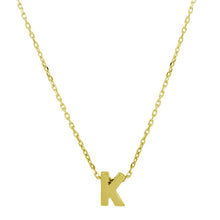 Load image into Gallery viewer, Sterling Silver Gold Plated Small Initial K Necklace