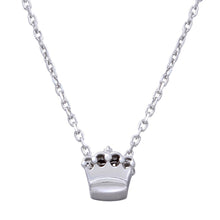 Load image into Gallery viewer, Sterling Silver Rhodium Plated Mini Crown Pedant Necklace