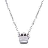 Sterling Silver Rhodium Plated Mini Crown Pedant Necklace