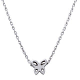 Sterling Silver Rhodium Plated Mini Butterfly Pendant Necklace