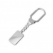 Load image into Gallery viewer, Sterling Silver Rectangle High Polished With Design Keychain