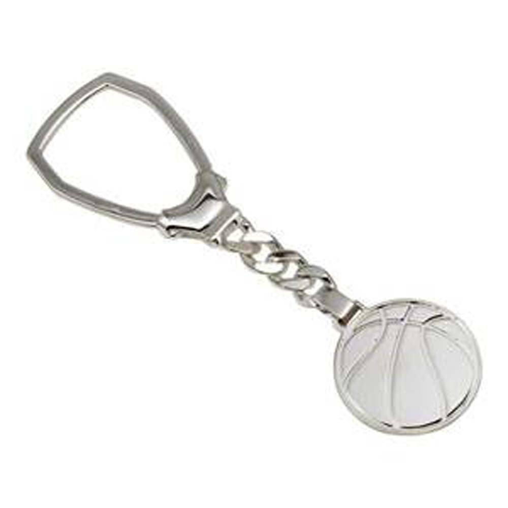 Sterling Silver Rhodium Plated Basketball Keychain