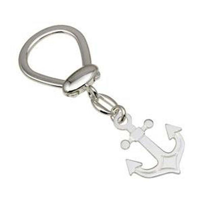 Sterling Silver Rhodium Plated Anchor Keychain