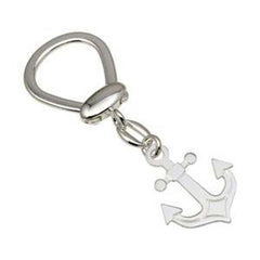 Sterling Silver Rhodium Plated Anchor Keychain