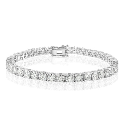 Sterling Silver Rhodium Plated Moissanite Stone 4mm Tennis Bracelet
