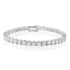 Sterling Silver Rhodium Plated Moissanite Stone 4mm Tennis Bracelet