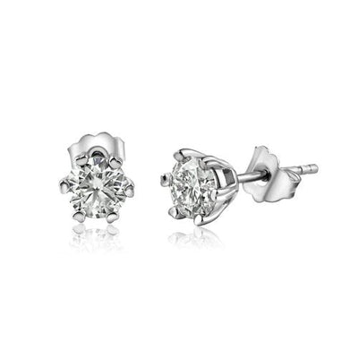 Sterling Silver Moissanite 0.5 Carat 6mm Round Push Back Earring