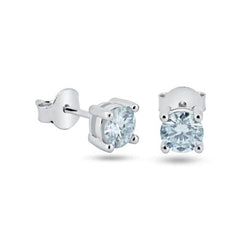 Sterling Silver Moissanite 5mm Round Push Back Earring