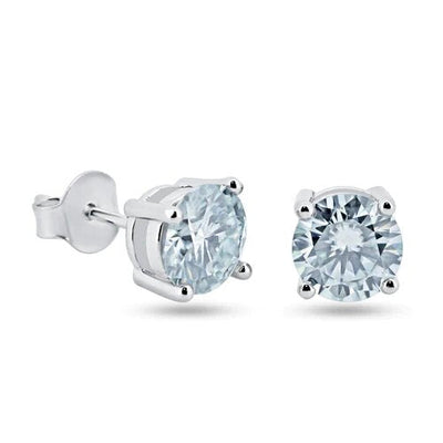 Sterling Silver Moissanite 6mm Round Push Back Earring
