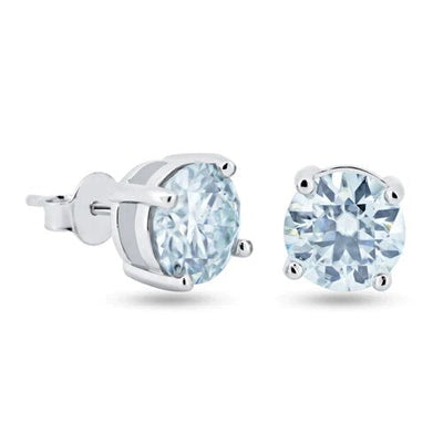 Sterling Silver Moissanite 8mm Round Push Back Earring