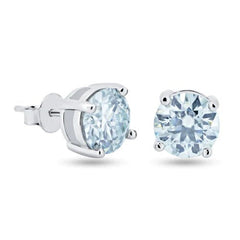 Sterling Silver Moissanite 8mm Round Push Back Earring