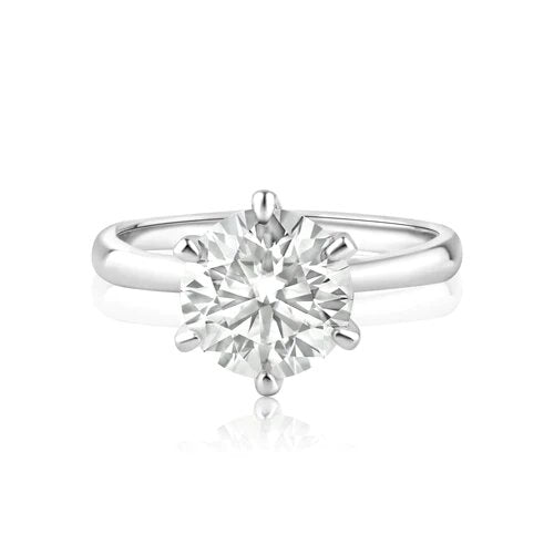 Sterling Silver Rhodium Plated 3 Carat 7mm Moissanite Ring