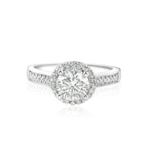 Load image into Gallery viewer, Sterling Silver Rhodium Plated 1 Carat Moissanite And Clear CZ Ring