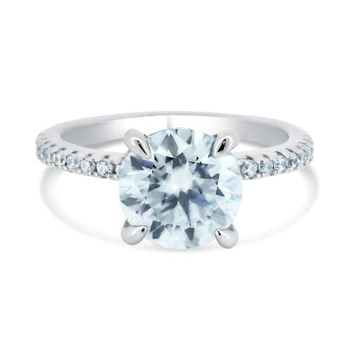Sterling Silver Rhodium Plated 2 Carat Moissanite Stones Encrusted Statement Ring