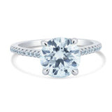 Sterling Silver Rhodium Plated 2 Carat Moissanite Stones Encrusted Engagement Ring