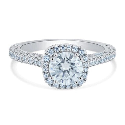 Sterling Silver Rhodium Plated 1 Carat Moissanite Stones with CZ Engagement Ring