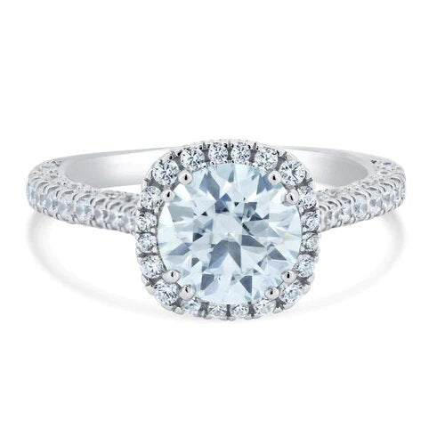 Sterling Silver Rhodium Plated 2 Carat Moissanite Stones with CZ Engagement Ring