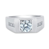 Sterling Silver Rhodium Plated Men's 1 Carat Moissanite Stones Ring