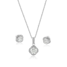 Load image into Gallery viewer, Sterling Silver Rhodium Plated Round Moissanite 0.5 Carat Earring and 1 Carat Necklace Sets