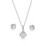 Sterling Silver Rhodium Plated Round Moissanite 0.5 Carat Earring and 1 Carat Necklace Sets