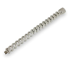 Load image into Gallery viewer, Sterling Silver Rhodium Plated Moissanite Curb 17.7mm Bracelet